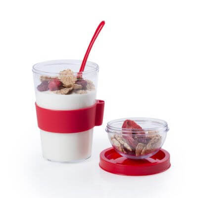 Vaso con compartimento y cuchara